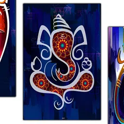 PnF Black & Blue 3Pcs Wooden Religious Wall Paintings-image-53