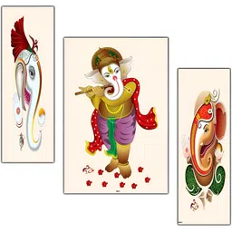PnF Cream & Red 3 Pieces Wooden Religious Painting Wall Art-image-58