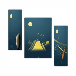 PnF Green & Yellow 3 Pieces Wood Birds and Animals Painting Wall Art-8