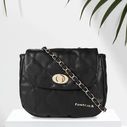 Fastrack Women Black Solid Quilted Sling Bag-64