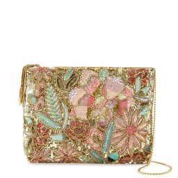 Accessorize Gold-Toned Floral Textured Structured Sling Bag-image-40