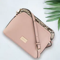 DressBerry Peach-Coloured Solid Sling Bag-23