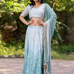 HOUSE OF JAMOTI Embroidered Sequinned Ready to Wear Lehenga & Blouse With Dupatta-picture-56