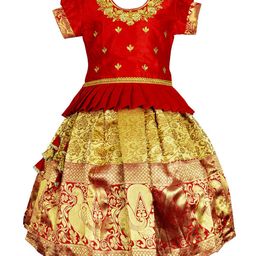 AMIRTHA FASHION Girls Embroidered Zari Ready to Wear Lehenga & Blouse-image-98