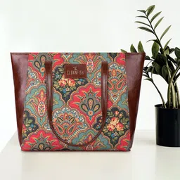 THE CLOWNFISH Ethnic Motifs Printed Structured Jute Tote Bag-16
