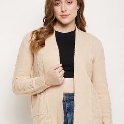 Madame Self Design Long Sleeves Open Front Casual Shrug-15