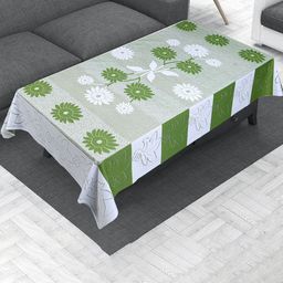 Dakshya Industries Green & White Floral 4-Seater Rectangle Cotton Table Cover-21