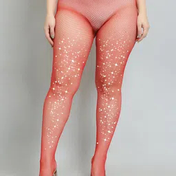 COLOR STYLE Women Self Design Rinestone Stockings-image-46