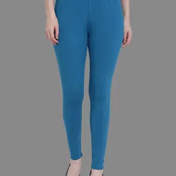 SPIFFY Women Teal Blue Solid Ankle-Length Leggings-picture-24