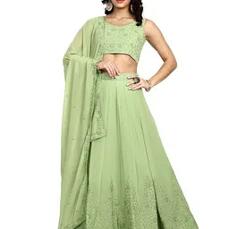 TIKODI Embroidered Sequinned Semi-Stitched Lehenga & Unstitched Blouse With Dupatta-8