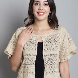 Dressitude Self Design Flared Sleeves Cotton Crop Shrug-42