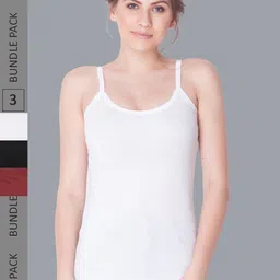 Dollar Missy Pack Of 3 Non Padded Long Combed Cotton Camisoles-image-86