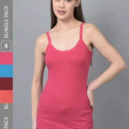 Dollar Missy Pack Of 4 Long Pure Combed Cotton Camisoles-image-8