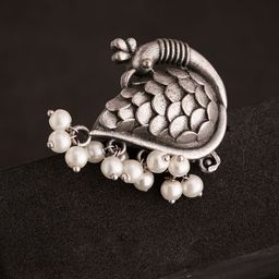 ATIBELLE Artificial Beads Silver Plated Peacock Design German Silver Finger Ring-image-39