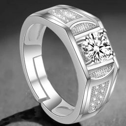 MYKI Men Silver-Plated Cubic Zirconia-Studded Ring-image-84