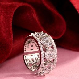 Saraf RS Jewellery Silver-Toned & White Rhodium-Plated AD Studded Finger Ring-41