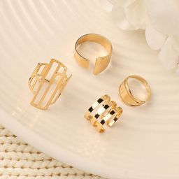 DressBerry Pack Of 4 Gold-toned Gold Plated Finger Ring-12