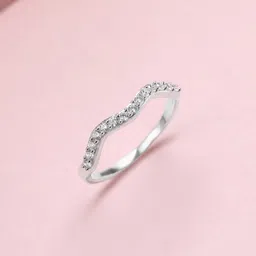 Mia by Tanishq 92.5 Sterling Silver-Plated CZ-Studded Dazzling Wave Finger Ring-32