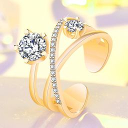 Jewels Galaxy Gold-Plated AD-Studded Adjustable Finger Ring-picture-25