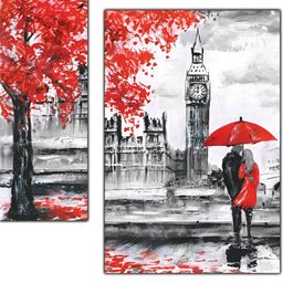 PnF Charcoal & Red 3 Piece Wooden Paintings Wall Art-image-88