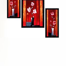 PnF Charcoal & Red 3 Pieces Wooden Floral and Botanical Painting Wall Art-image-97