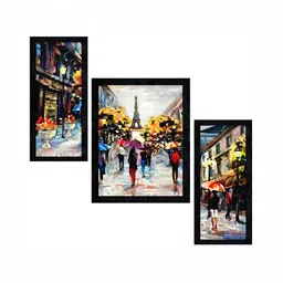 PnF Charcoal & Red 3Pcs Wooden Other Wall Paintings-image-76