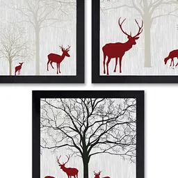 PnF Black & White 3 Pieces Birds and Animals Painting Wall Arts-image-74