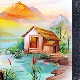 PnF Brown & Blue Wooden Floral and Botanical Wall Painting-image-73