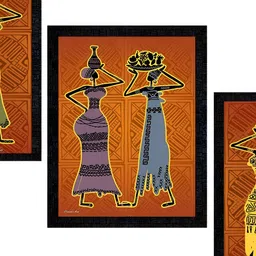 PnF Charcoal & Orange 3 Pieces Wooden Painting Wall Art-image-93