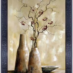 PnF Black & Beige Floral Painting Wooden Wall Art-image-84