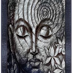 PnF Black & Grey Buddha Religious Painting Wooden Wall Art-image-98