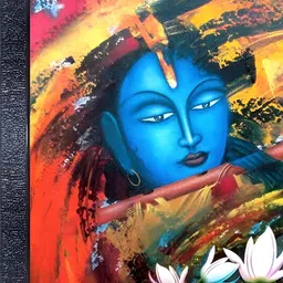 PnF Yellow & Blue Radha Krishna Religious Wooden Painting Wall Art-picture-43