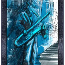 PnF Black & Blue Abstract Wooden Painting Wall Art-image-94