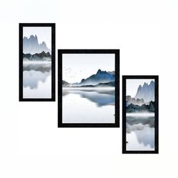 PnF Grey & Blue 3 Pieces Wooden Wall Art-image-55