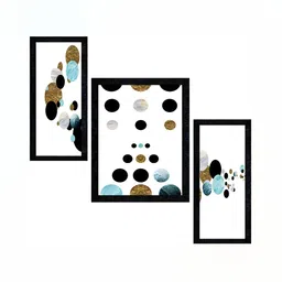 PnF Charcoal & White 3Pcs Wooden Abstract Wall Paintings-image-91