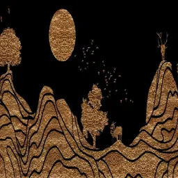 PnF Brown & Black Floral and Botanical Wooden Painting Wall Art-image-92