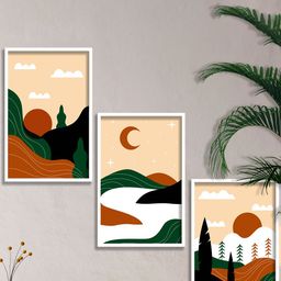 SAF White & Orange 3 Pieces Framed Modern Wall Art-picture-33
