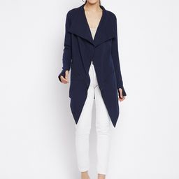 Hypernation Women Navy Blue Longline Shrug-65
