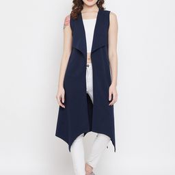 Hypernation Women Navy Blue Longline Shrug-24