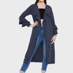 Hypernation Women Navy Blue Longline Shrug-59