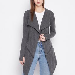 Hypernation Women Charcoal Longline Shrug-8