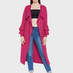 Hypernation Women Pure Cotton Solid Longline Shrug-21