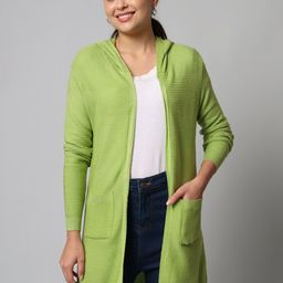 BROOWL Women Green Striped Longline Shrug-picture-49
