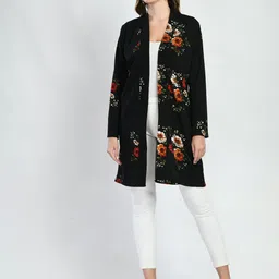 IUGA Women Floral Printed Longline Open Front Shrug-image-57