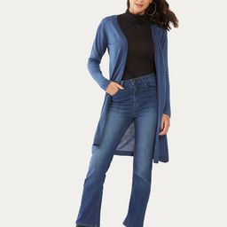 Zink London Women Blue Solid Longline Shrug-picture-19