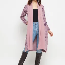 CREATIVE LINE Geometric Self Design Longline Woolen Shrug-picture-18
