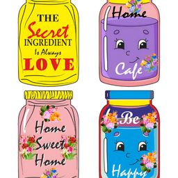 CVANU Pink Home Quotes Painted Jar Shaped Wooden Sign Board-picture-11