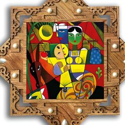 PnF Brown & Red Abstract Wooden Painting Wall Art-11