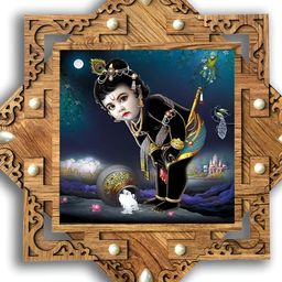 PnF Brown & Blue Wooden Religious Wall Painting-image-76