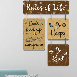 ArtVibes Brown & White Printed Rules Of Life Decorative Wooden Wall Hanging-picture-15